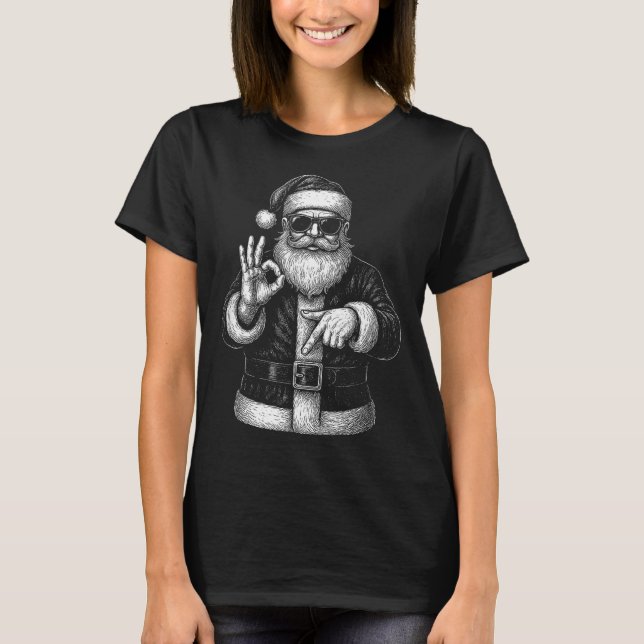 Funny Santa 6 7 Meme Design _ Christmas Math Humor T-Shirt (Front)