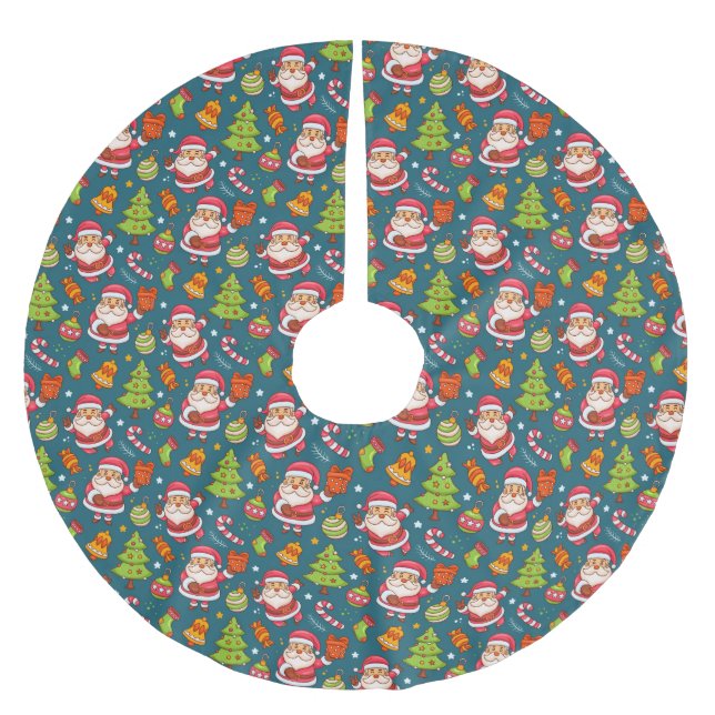 Funny Santa And Rabbits Brushed Polyester Tree Skirt (Front)