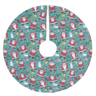 Funny Santa And Rabbits Brushed Polyester Tree Skirt