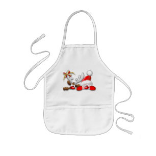 Funny Santa and Reindeer Cartoon Apron