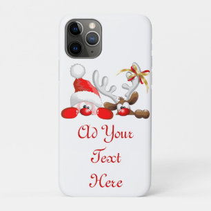 Funny Santa and Reindeer Cartoon  iPhone 11 Pro Case