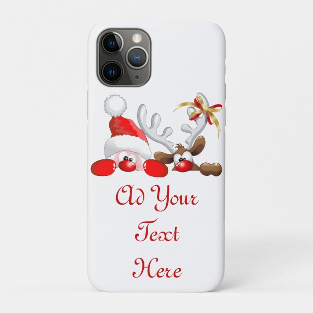 Funny Santa and Reindeer Cartoon  Case-Mate iPhone Case (Back)