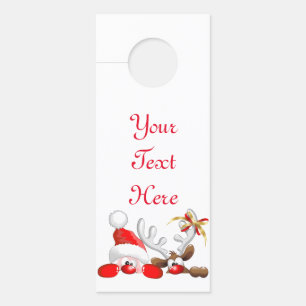 Funny Santa and Reindeer Cartoon         Door Hanger