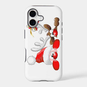 Funny Santa and Reindeer Cartoon iPhone 5 Cases