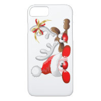 Funny Santa and Reindeer Cartoon iPhone 7 case