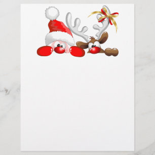 Funny Santa and Reindeer Cartoon Letterhead