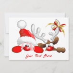 Funny Santa and Reindeer Cartoon Thank You Card<br><div class="desc">"Christmas? Already? Seriously?" Funny and Cute Santa and Reindeer Cartoon Characters. Design under exclusive © BluedarkArt.</div>