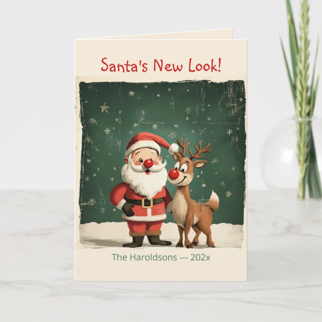 Funny Santa and Reindeer Christmas Card (Front)