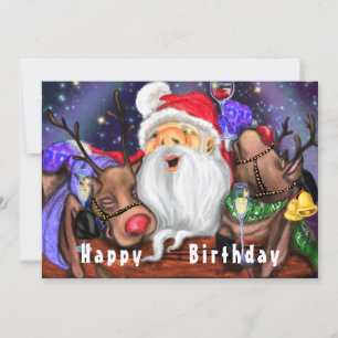 Funny Santa and Reindeers Birthday Party - Cheers 