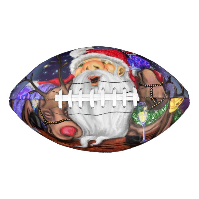 Funny Santa and Reindeers Christmas Party - Cheers Football (Front)