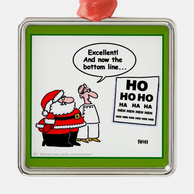 Funny Santa At The Optometrist Christmas Ornament (Front)
