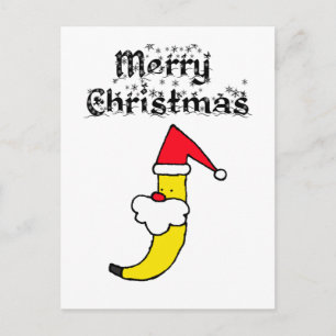 Funny Santa Banana Merry Christmas Postcard