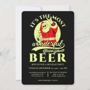 Funny Santa Beer Christmas Holiday Party Invitation
