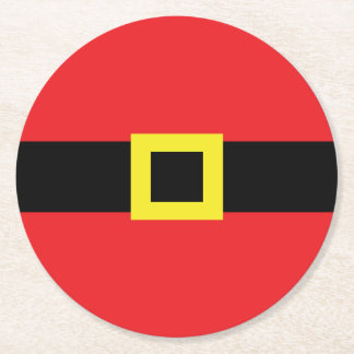 Funny Santa Belly Belt Buckle Holiday Christmas Round Paper Coaster