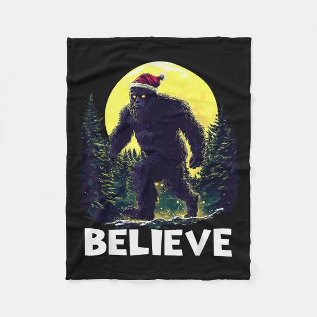 Funny Santa Bigfoot Christmas Sasquatch Believe Xm Fleece Blanket (Front)