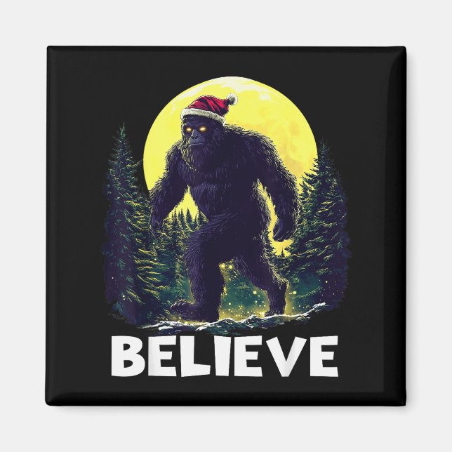 Funny Santa Bigfoot Christmas Sasquatch Believe Xm Magnet (Front)