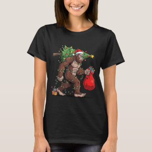 Funny Santa Bigfoot Christmas Tree Lights Xmas Boy T-Shirt