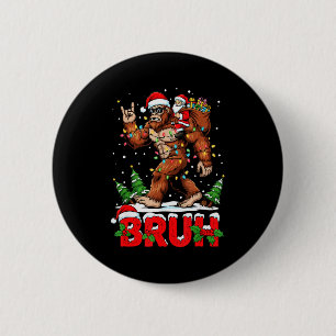 Funny Santa Bigfoot Sasquatch Rock Christmas Xmas 6 Cm Round Badge