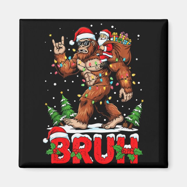Funny Santa Bigfoot Sasquatch Rock Christmas Xmas  Magnet (Front)