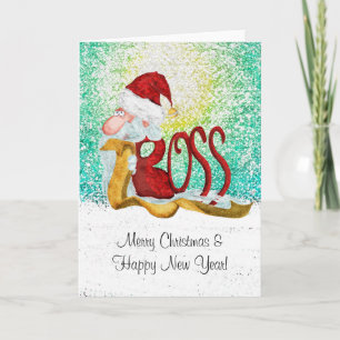 Funny Santa boss Christmas Holiday Card