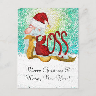 Funny Santa boss Christmas Holiday Postcard