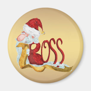Funny Santa boss Christmas Magnet