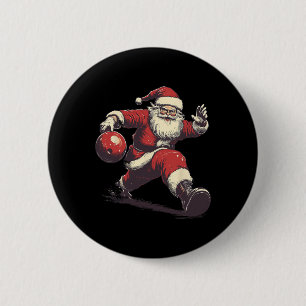 Funny Santa Bowler Bowling Player Christmas Xmas P 6 Cm Round Badge