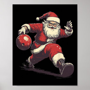 Funny Santa Bowler Bowling Player Christmas Xmas P Poster