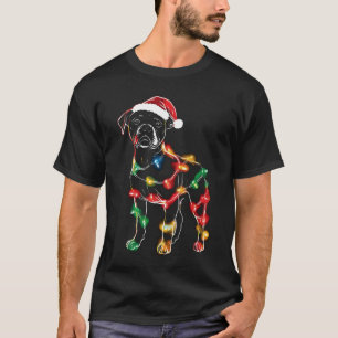 Funny Santa Boxer Retriever Christmas Lights Dog L T-Shirt