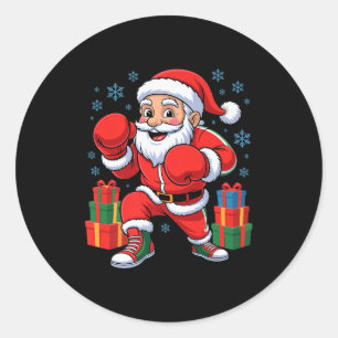 Funny Santa Boxing Lover Boxer Holiday Christmas X Classic Round Sticker