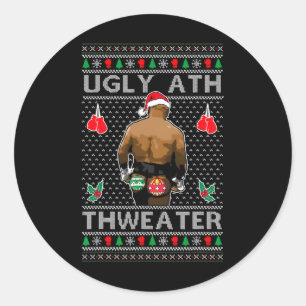 Funny Santa Boxing Ugly Ath Sweater Merry Christma Classic Round Sticker