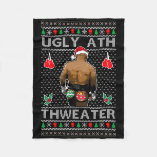 Funny Santa Boxing Ugly Ath Sweater Merry Christma Fleece Blanket