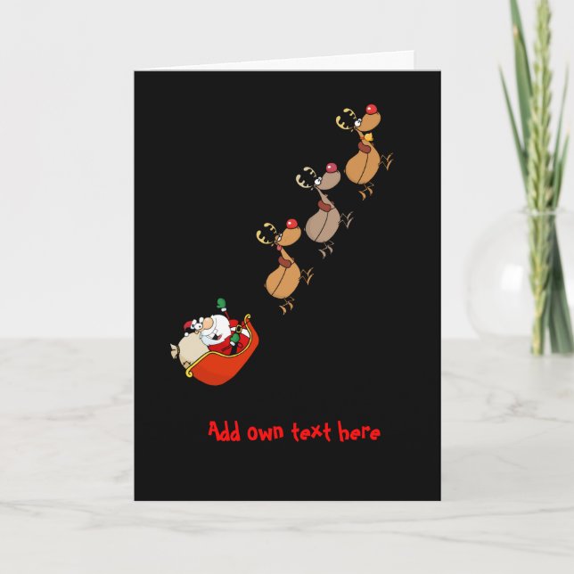 Funny Santa Cartoon Xmas Personalised Holiday Card (Front)