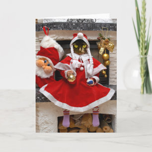 Funny Santa Cat Christmas card