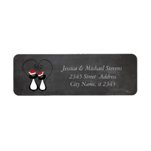 Funny Santa cat couple Christmas chalkboard Return Address Label