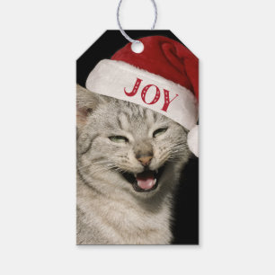Funny Santa Cat Laugh Christmas Gift Tags