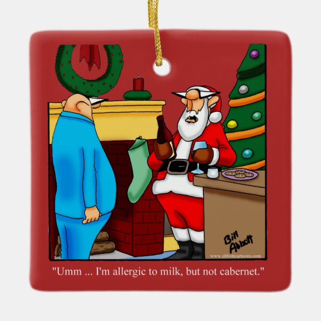 Funny Santa Chardonnay Holiday Ornament (Front)