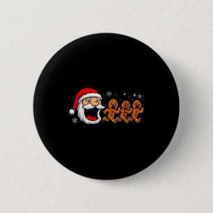 Funny Santa Chasing Gingerbread Christmas Cookie  6 Cm Round Badge