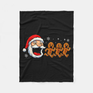 Funny Santa Chasing Gingerbread Christmas Cookie Fleece Blanket