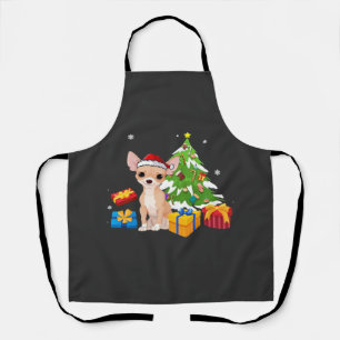 Funny Santa Chihuahua Dog Christmas Tree Gifts Xma Apron