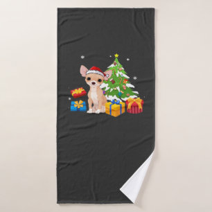 Funny Santa Chihuahua Dog Christmas Tree Gifts Xma Bath Towel