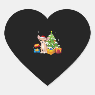 Funny Santa Chihuahua Dog Christmas Tree Gifts Xma Heart Sticker