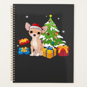 Funny Santa Chihuahua Dog Christmas Tree Gifts Xma Planner