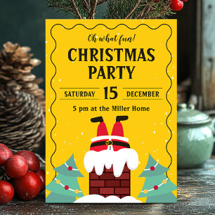 Funny Santa Chimney Christmas Party Invitation