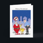 Funny Santa Christmas Card Sleigh In No Park Zone<br><div class="desc">One of my cartoon which shows Santa Claus caught by a police officer for parking his sleigh in no parking zone. A great,  funny Christmas greeting card for someone you know.  Sure to bring smile on his/her face!</div>