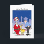 Funny Santa Christmas Card Sleigh In No Park Zone<br><div class="desc">One of my cartoon which shows Santa Claus caught by a police officer for parking his sleigh in no parking zone. A great,  funny Christmas greeting card for someone you know.  Sure to bring smile on his/her face!</div>