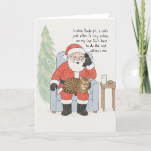 Funny Santa Christmas Cat Card