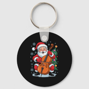 Funny Santa Christmas Design Cello Holiday Xmas Pa Key Ring