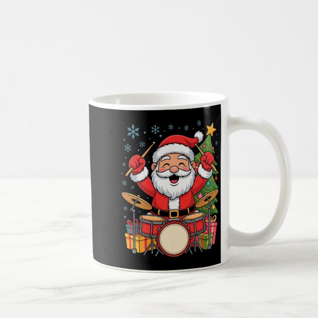 Funny Santa Christmas Design Drums Holiday Xmas Pa Coffee Mug (Right)