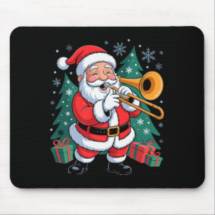 Funny Santa Christmas Design Trombone Holiday Xmas Mouse Pad